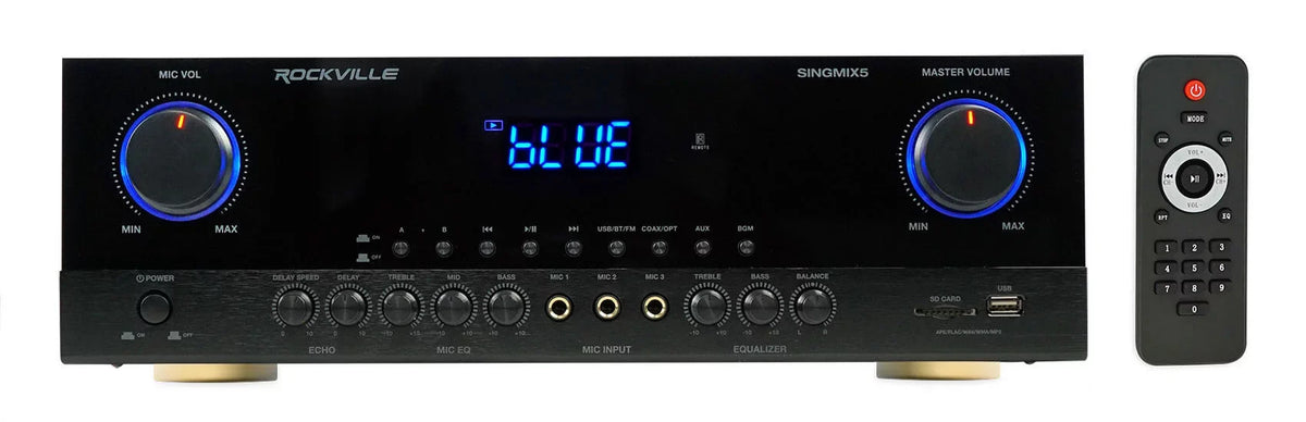 2000w Rockville Mixer+(2) Speakers 5 Receiver Black Bluetooth Home Tower SINGMIX