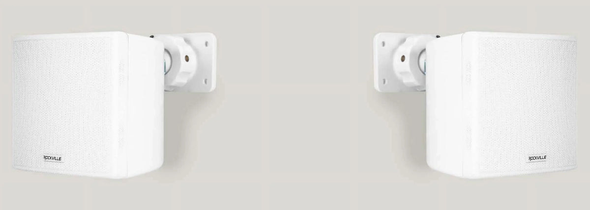 Restaurant White 3.5" Swivel Mount Wall 70v 4 Speakers Cube Rockville Commercial