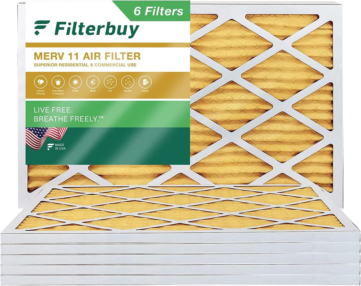 Pleated Air 11 Filterbuy MERV (6-Pack) Furnace HVAC AC Filters 14x25x1