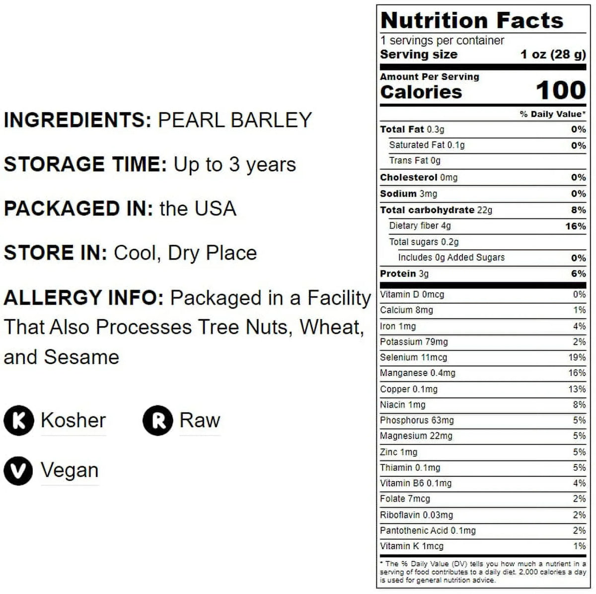 Kosher Pearled Barley, Live, 5 Pounds, to Food