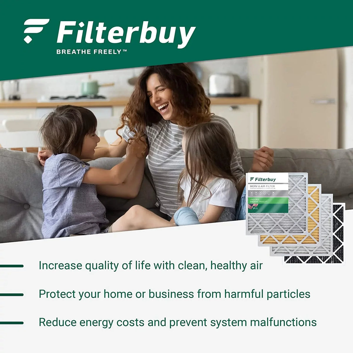 Air Pleated MERV (6-Pack) Filterbuy 8 Furnace HVAC AC Filters 24x25x1