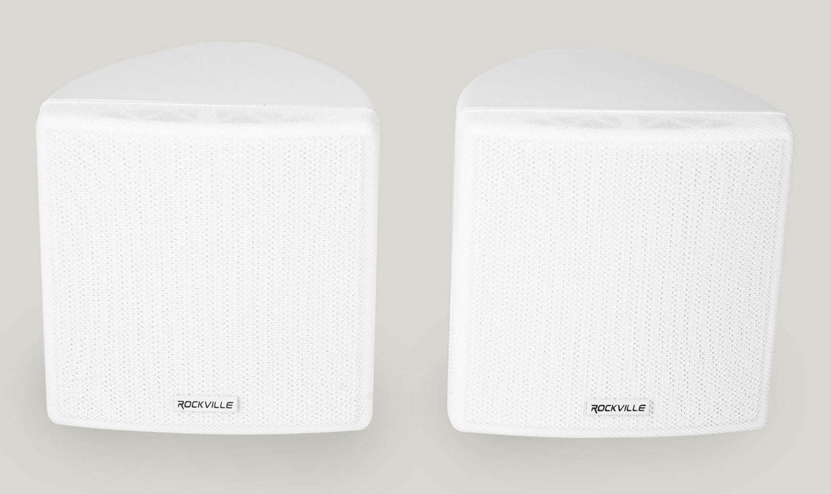 Restaurant White 3.5" Swivel Mount Wall 70v 4 Speakers Cube Rockville Commercial