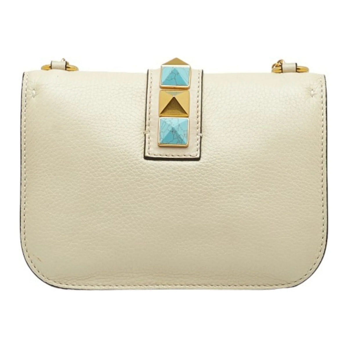 Bag Valentino Studded Leather Shoulder Women's Ivory (Good) Pre-Owned VALENTINO Chain