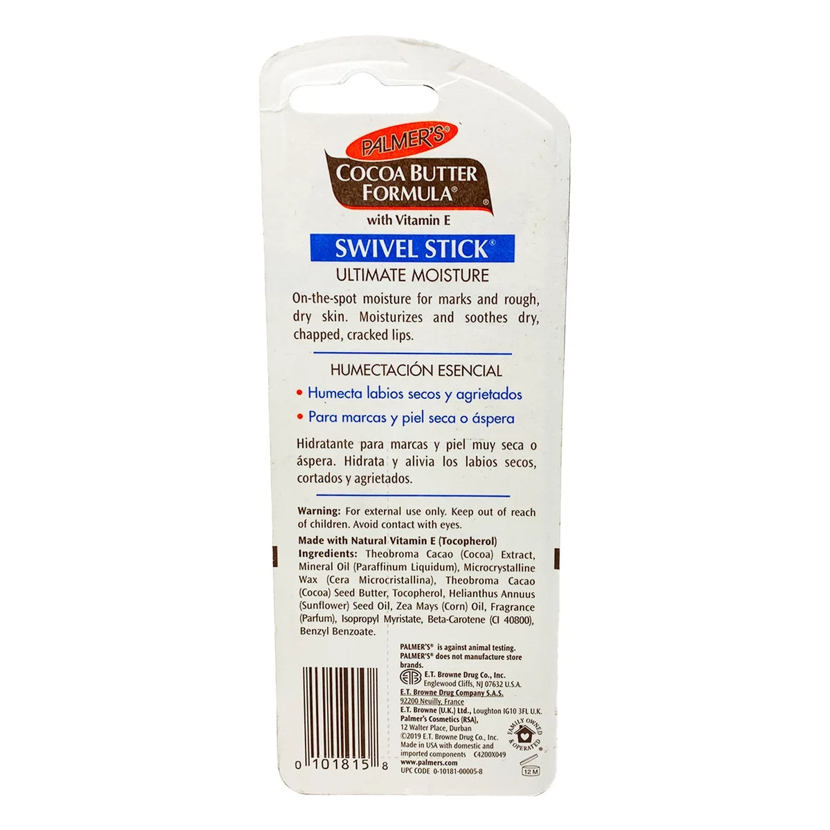 Palmers w/Vitamin Cocoa 5 Butter Pk .5oz Moisturizes Stick Formula Each E Swivel