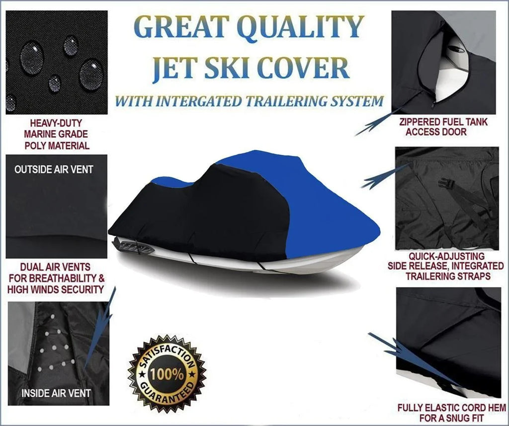 1997 for Trailerable 1996 / 1994 750 600 DENIER / Compatible 900 Kawasaki STX BLACK BLUE Jet HEAVY-DUTY, Ski 1998 Cover Cover 1995