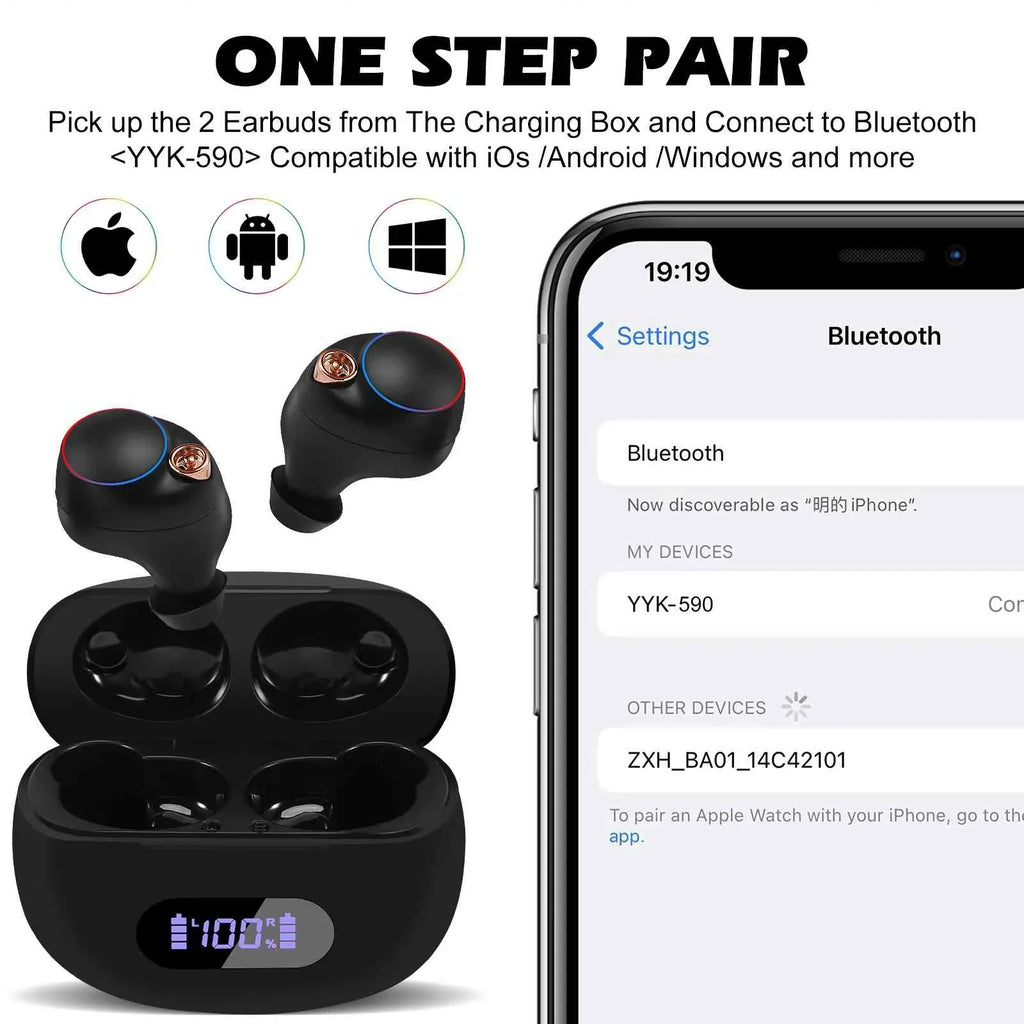 Bluetooth IPX5 Resistance, Connect, Bass Tab + 3 Earbuds Bluetooth Lenovo Dual M10 Case, Compatible UrbanX Boost True Charging Black, Water Gen Connection, with Balanced, 5.2 Wireless