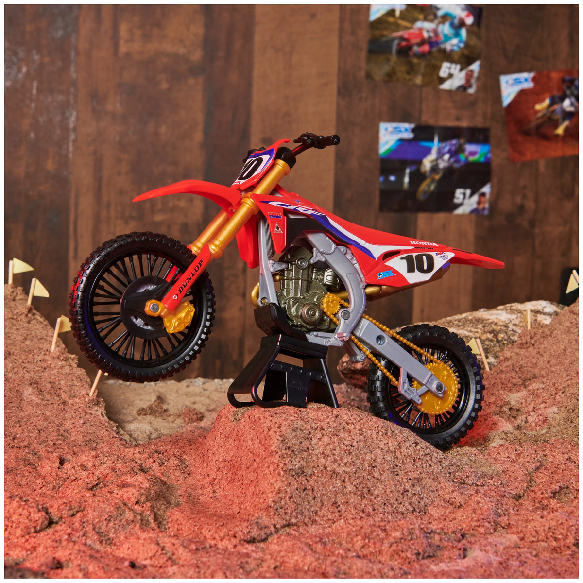 1:10 Brayton Supercross, with Motorcycle Display Justin Replica Scale Stand Collector Authentic Die-Cast